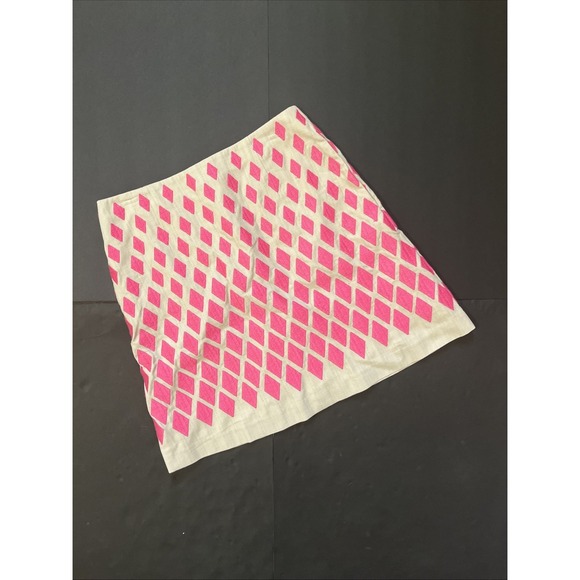 Boden Pencil Skirt With Diamond Shape Design Size‎ 6 Pink Tan Cotton Casual - Picture 4 of 10